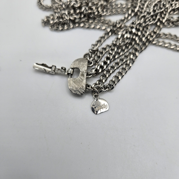Judy Lee Multistrand Silvertone Necklace Chain Link MCM Mid Century Modern Vtg - Picture 5 of 6